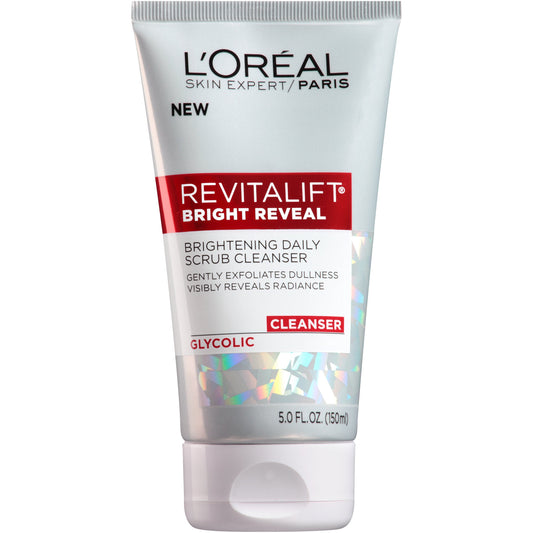 L'Oreal Paris Skincare Revitalift Bright Reveal Facial Cleanser with Glycolic Acid, Anti-Aging Daily Face Cleanser to Exfoliate Dullness and Brighten