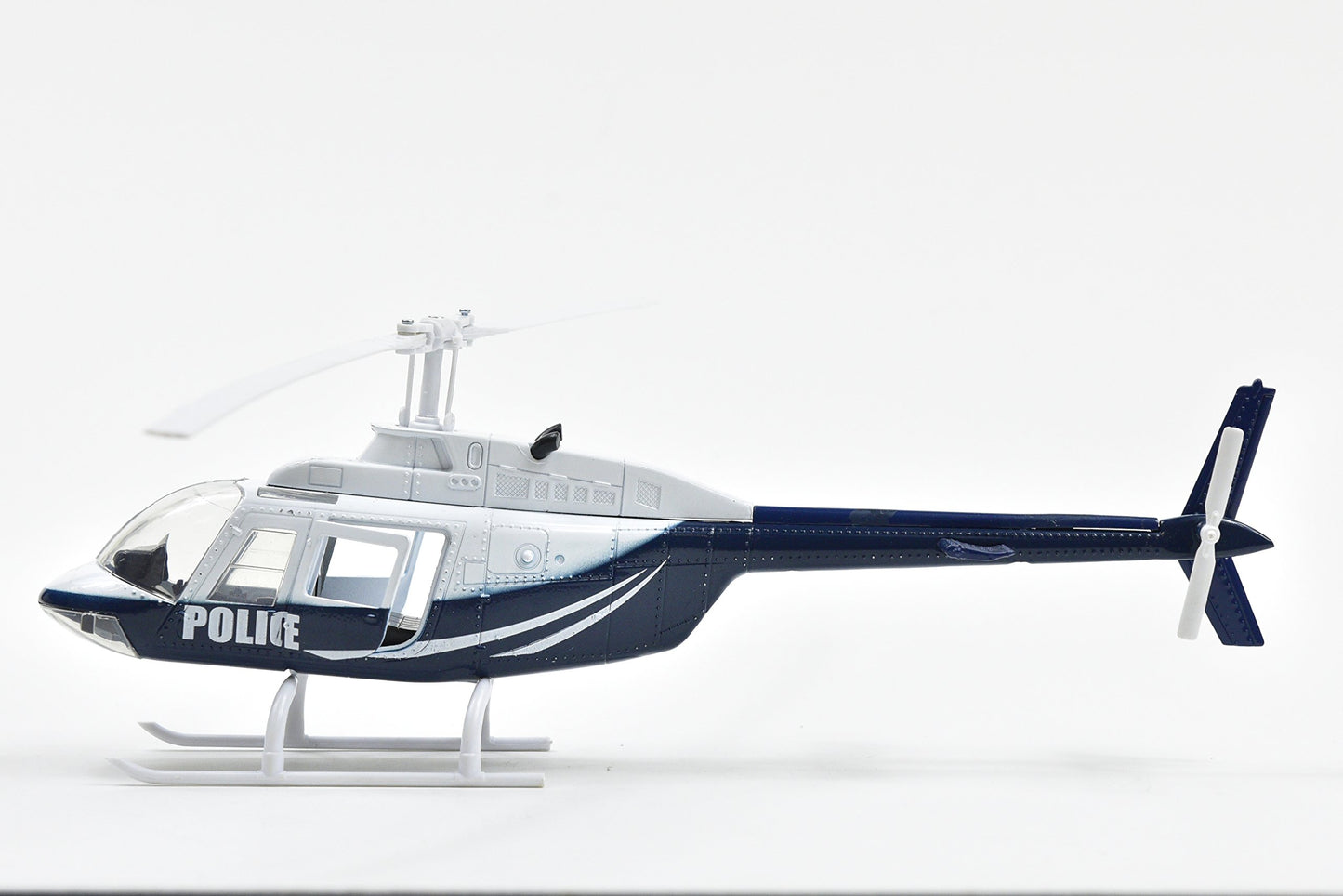 New Ray Bell 206 Helicopter Dark Blue and White Police Sky Pilot Series 1/34 Diecast Model