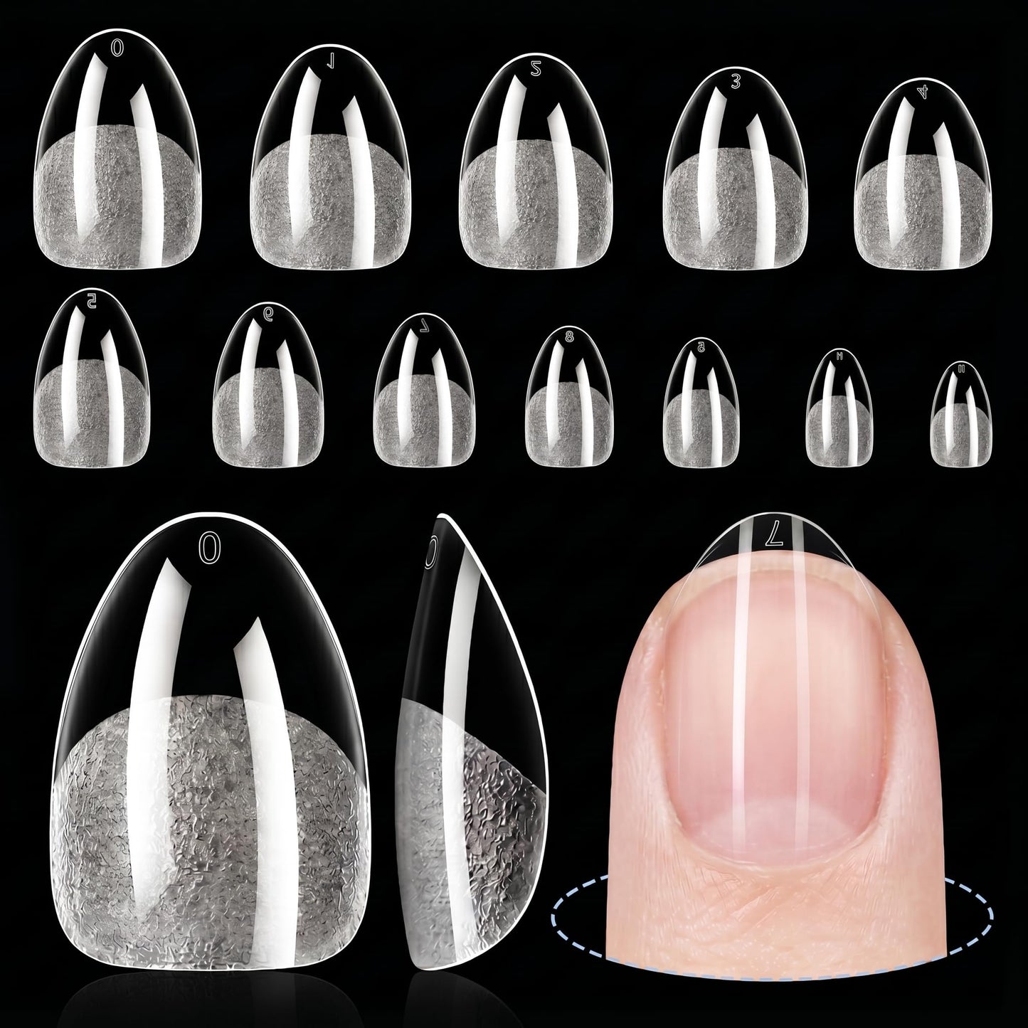 TOMICCA Medium Almond Nail Tips, 360Pcs Gel Nail Tips, 12 Sizes Acrylic Pre Buffed Medium Almond False Tips, Full Cover Half Matte Nails for Nail Art Beauty and Personal Care TOMICCA Default Title