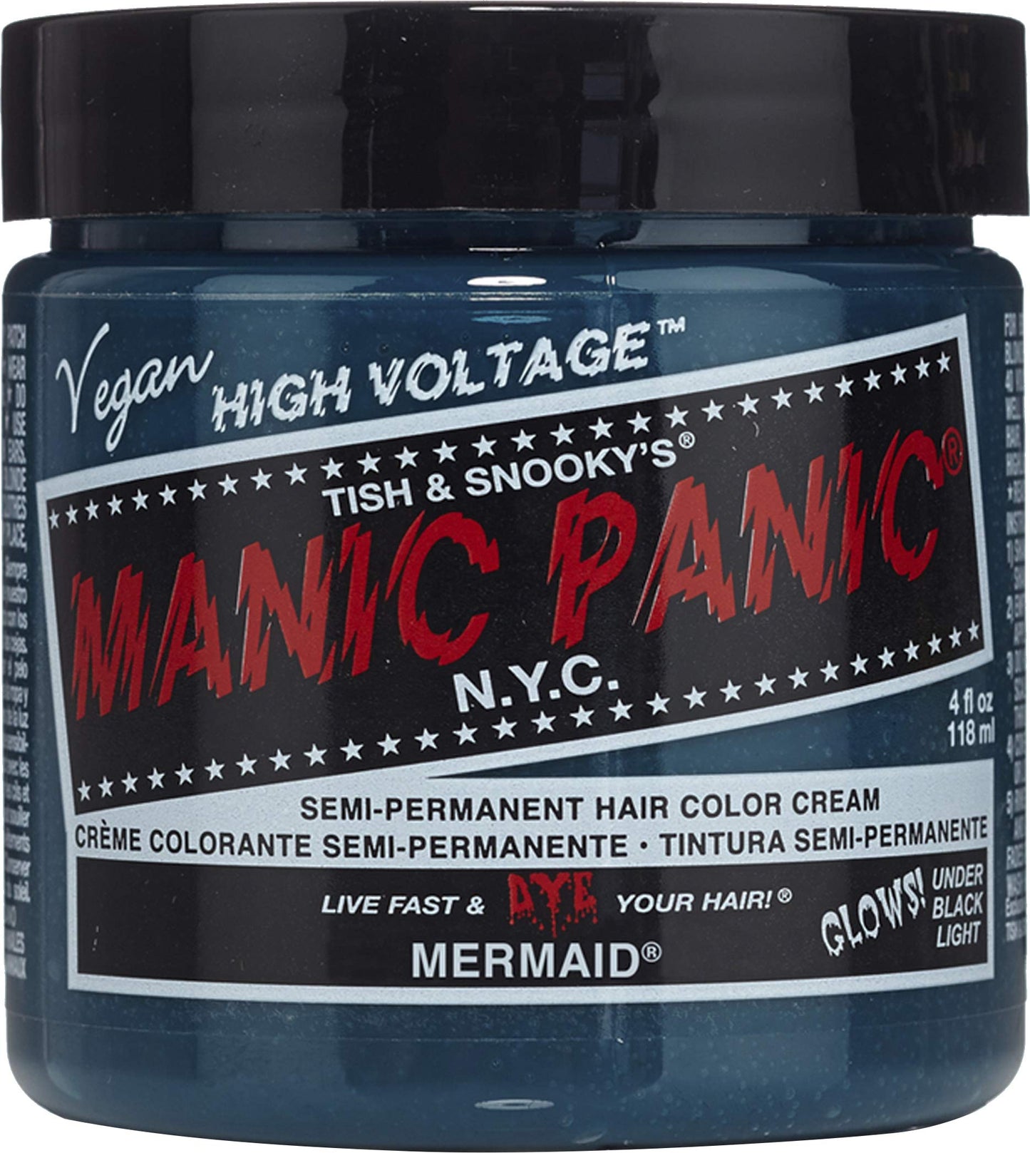 MANIC PANIC Classic Mermaid Semi Permanent Hair Color - Neon Ocean Blue Hair Dye for Women & Men That Lasts 4-6 Weeks - Vegan, Ammonia & Cruelty-Free