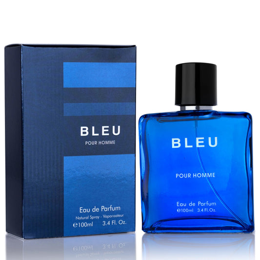 Bleu for Men Eau De Parfum - Blend of Citrusy Top Notes, Aromatic Spices & Warm Woody Undertones - Combination of Grapefruit, Lemon, Mint & Pink