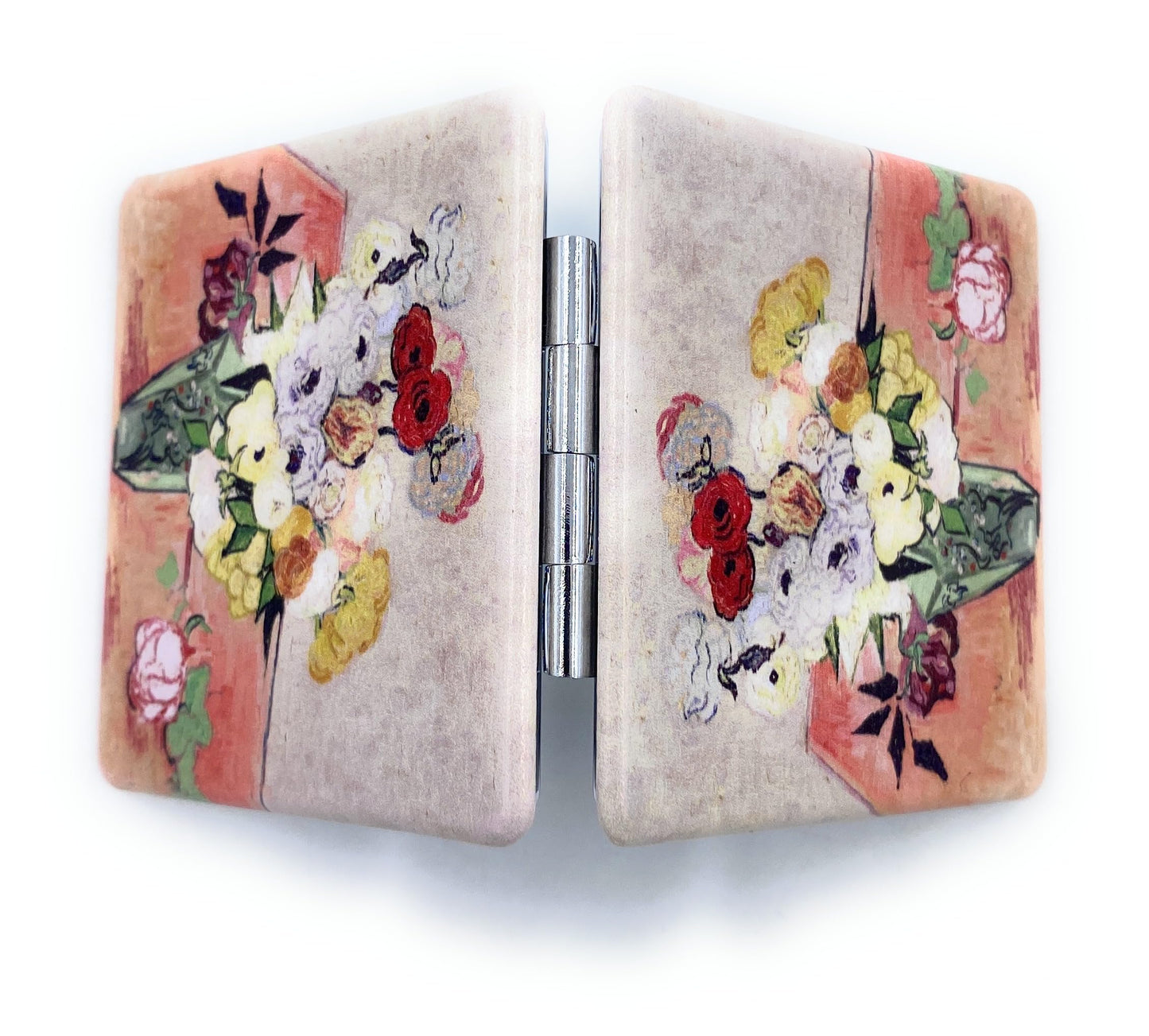 Aeisage Small Purse Mirror Van Gogh Japanese Vase with Roses and Anemones Mirror Floral Compact Mirror Bridesmaid Mirrors for Wedding