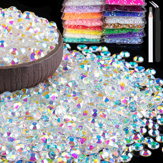 5000pcs 5mm Resin Rhinestones Bulk, Transparent AB Flatback Round Jelly Rhinestones Bedazzling Non Hotfix Crystal Gems Large Quantity Wholesale