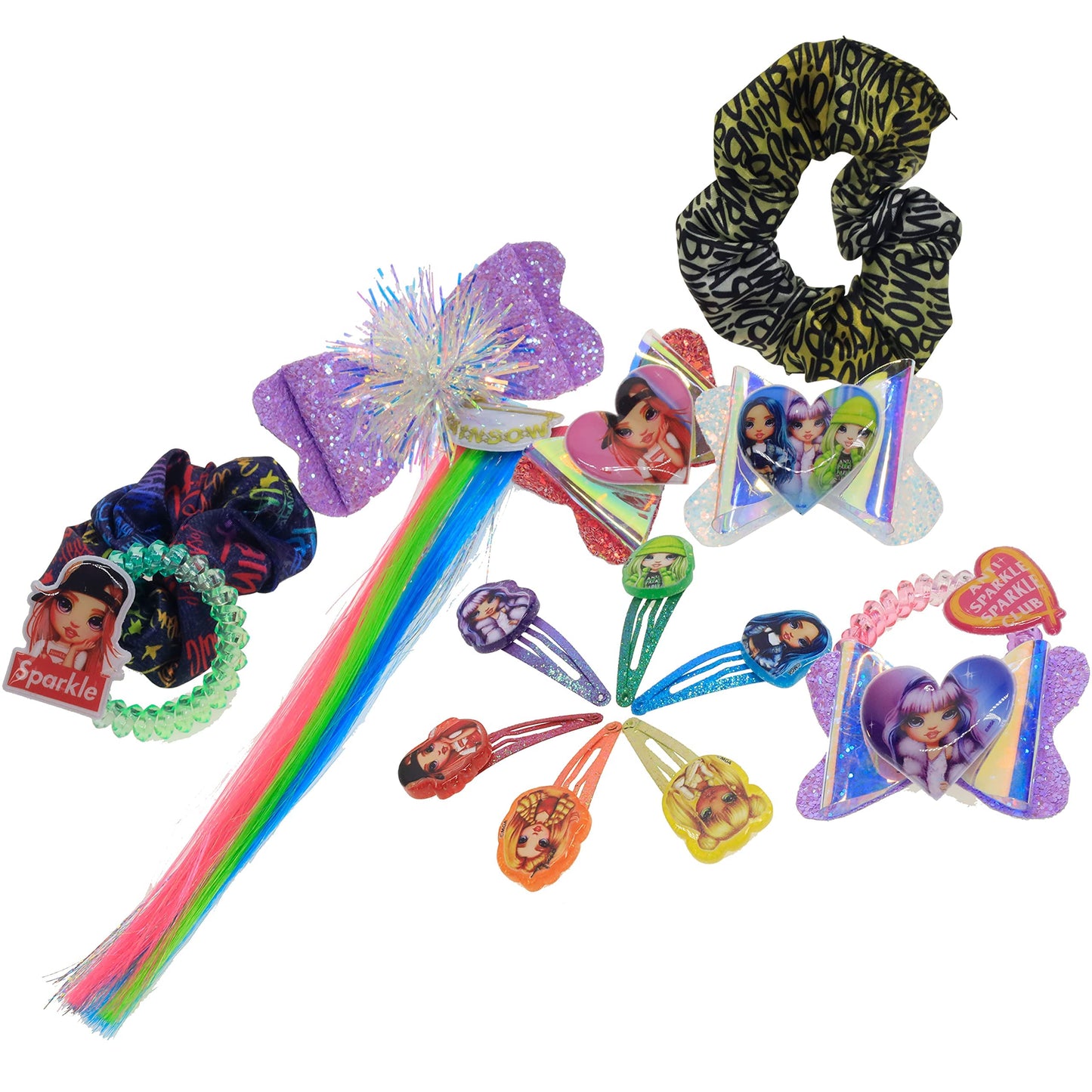 Rainbow High - Townley Girl Hair Accessories Set |Gift for Kids Teens Girls| Ages 3+ (15 Pcs) Including Hair Bow, Hair Extension, Scrunchies, Hair