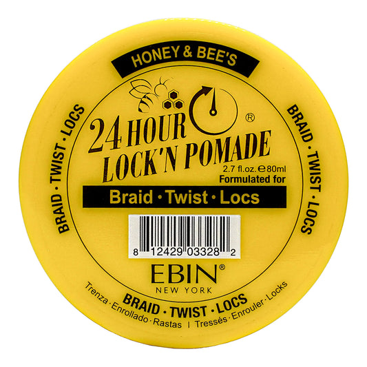 EBIN NEW YORK 24 HOUR LOCK'N POMADE Braid Formula Honey & Bee’s 2.7oz | Ideal for Braiding, Twisting, Edges | Extreme Firm Hold, High Shine | No