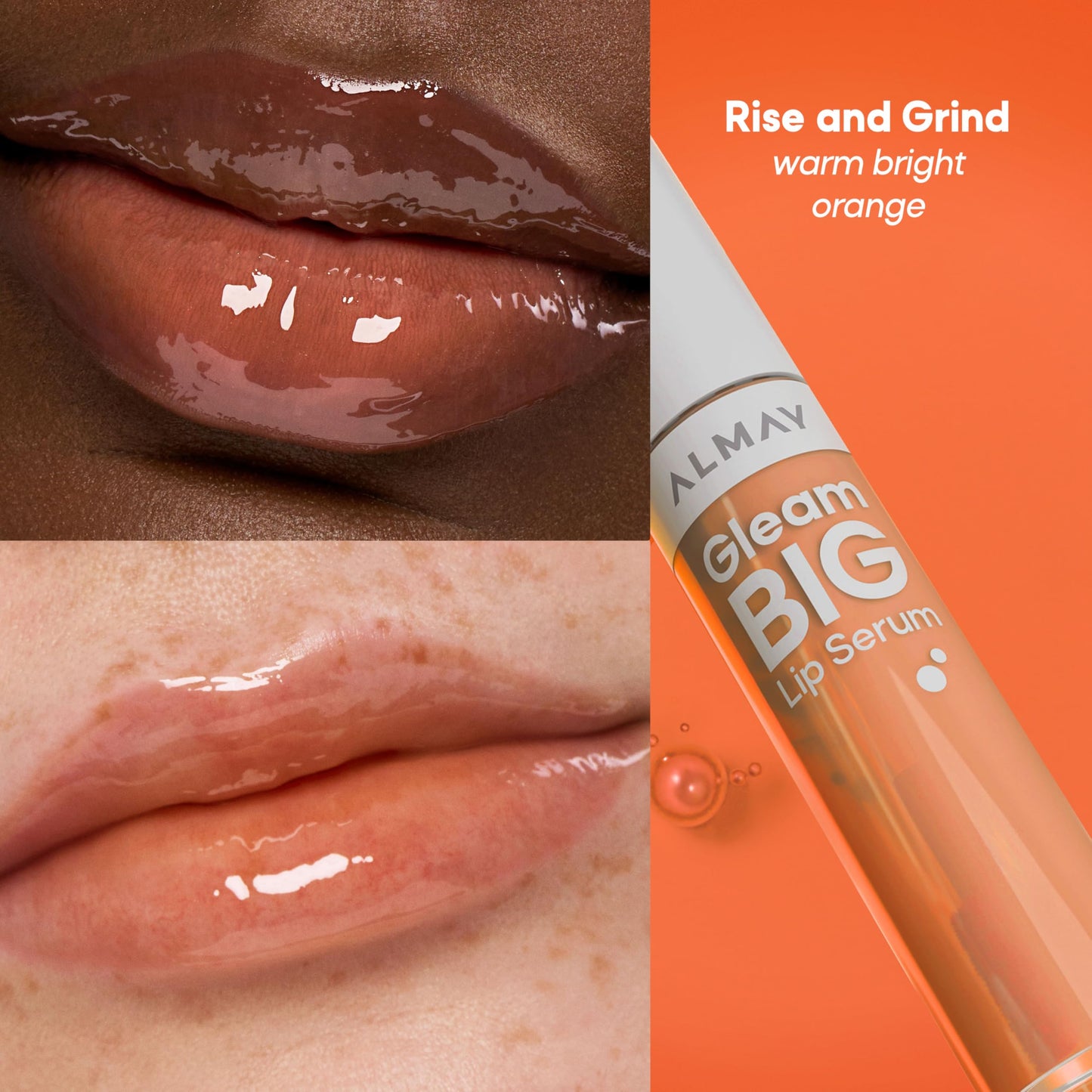 Almay Gleam Big™ Lip Serum, Hydrating and Moisturizing, Hypoallergenic Lip Gloss, Non-Sticky, 500 Rise and Grind, 0.13 fl oz
