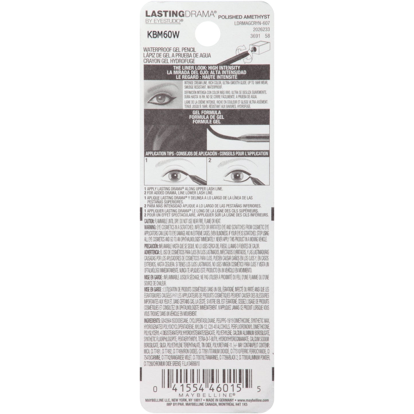 Maybelline New York Eyestudio Lasting Drama Waterproof Gel Pencil, Polished Amethyst, 0.038 oz.
