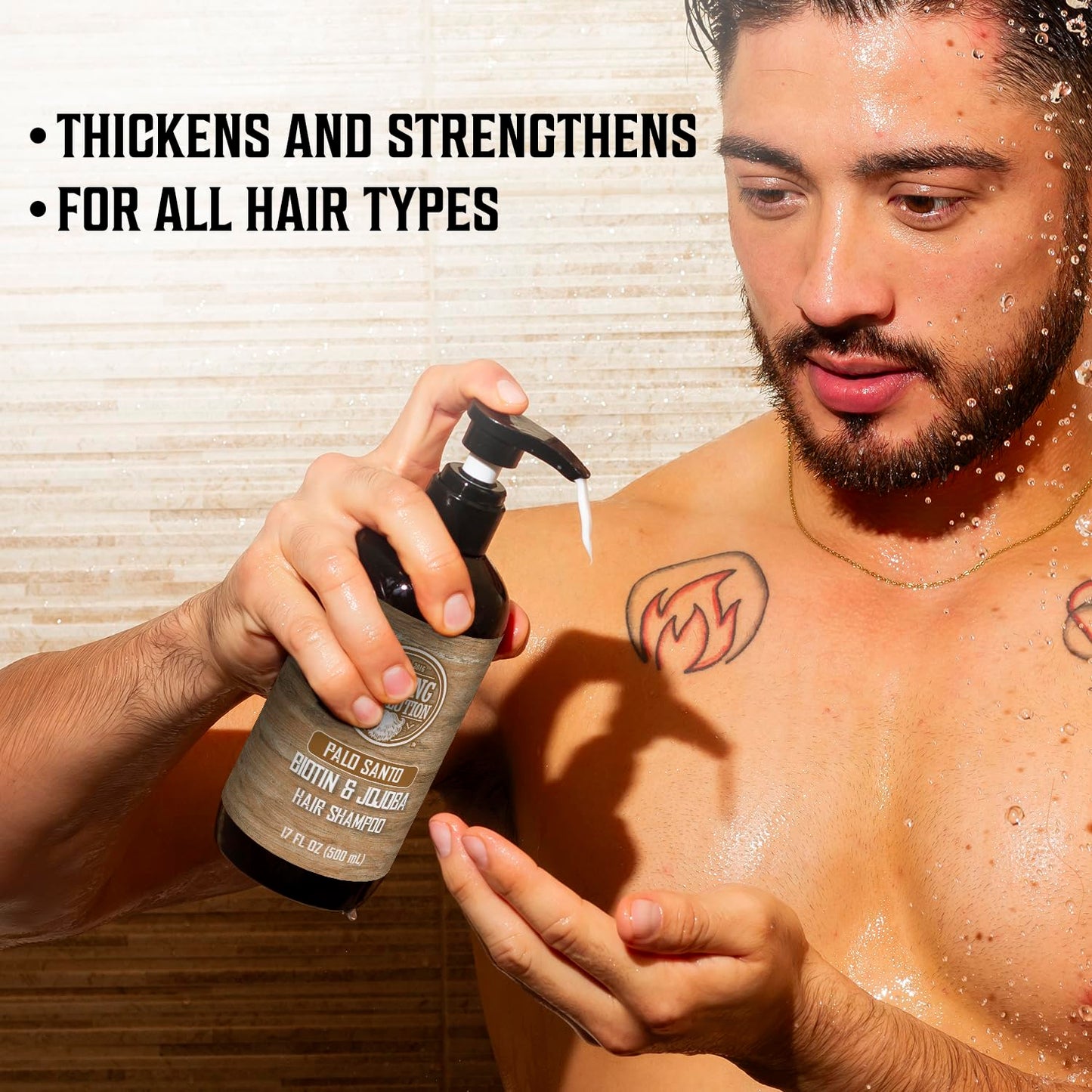 Viking Revolution Palo Santo Mens Shampoo and Conditioner Set with Biotin and Jojoba Oil - Natural Hair Shampoo and Hair Conditioner for Men