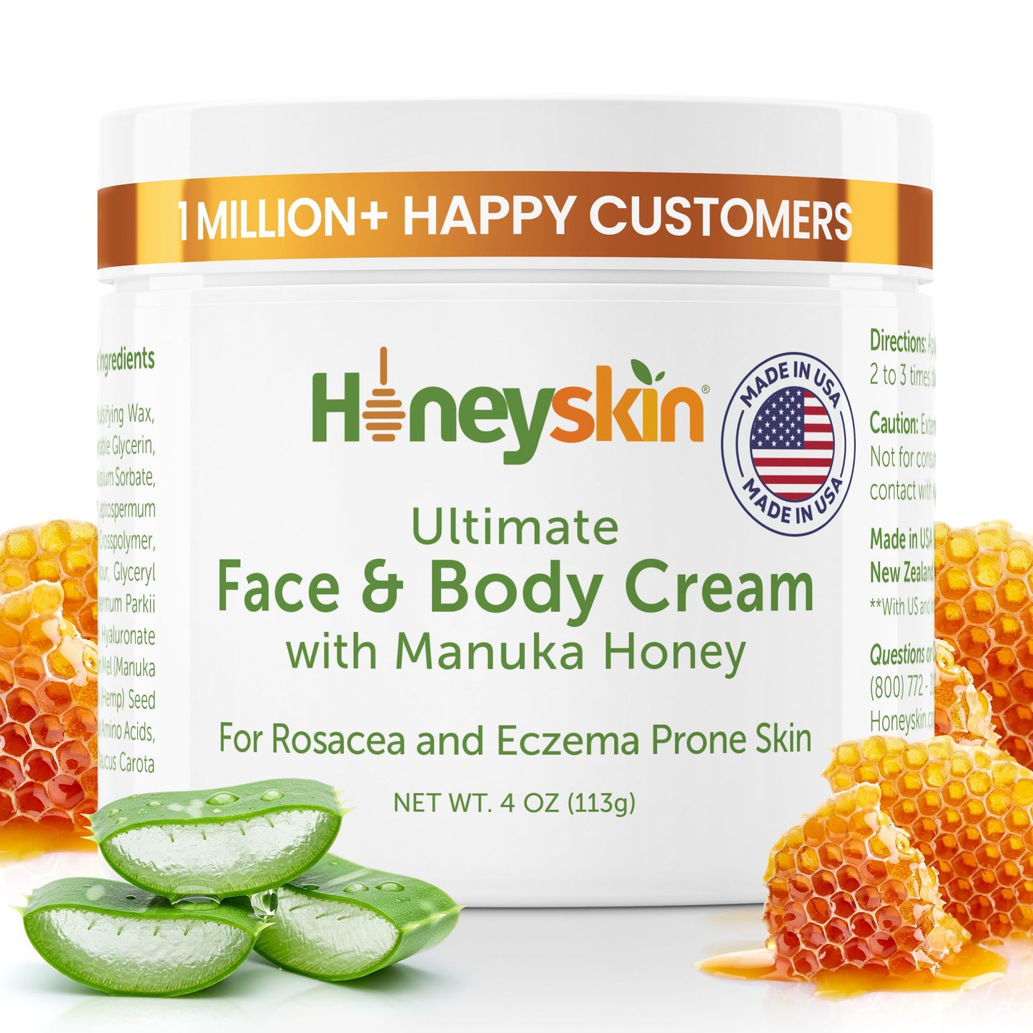 Hydrating Face Moisturizer & Body Cream with Manuka Honey Cream - Organic Face Moisturizer with Honey for Extremely Dry Skin - for Dry & Itchy Skin