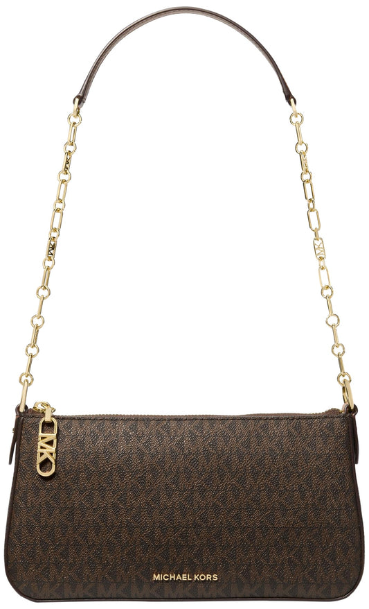 Michael Kors Women's Empire Medium Chain Pouchette, Gold-Tone Hardware/Brown/Acorn