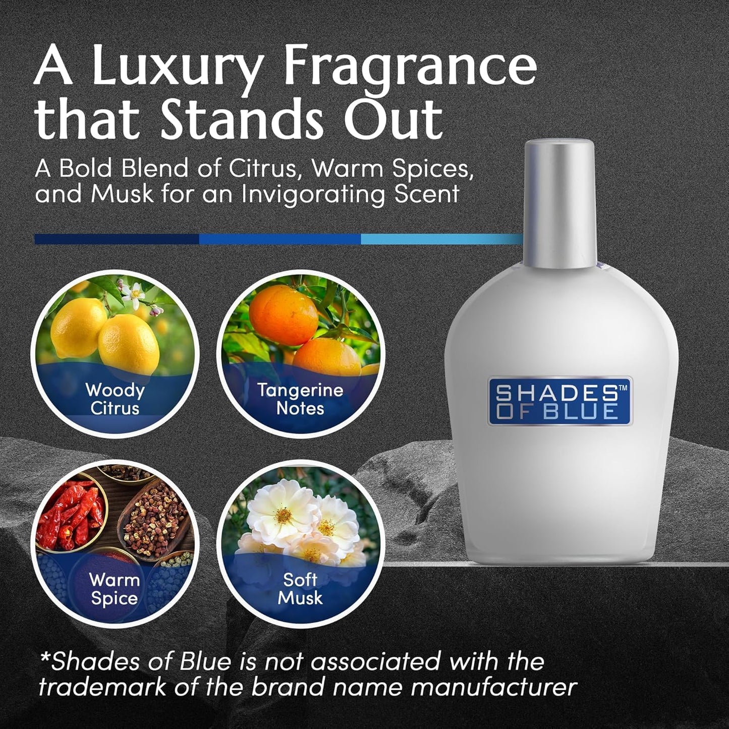 PB ParfumsBelcam Shades of Blue for Men, Our Version of Prestige Designer Eau de Toilette Spray, 100 mL.