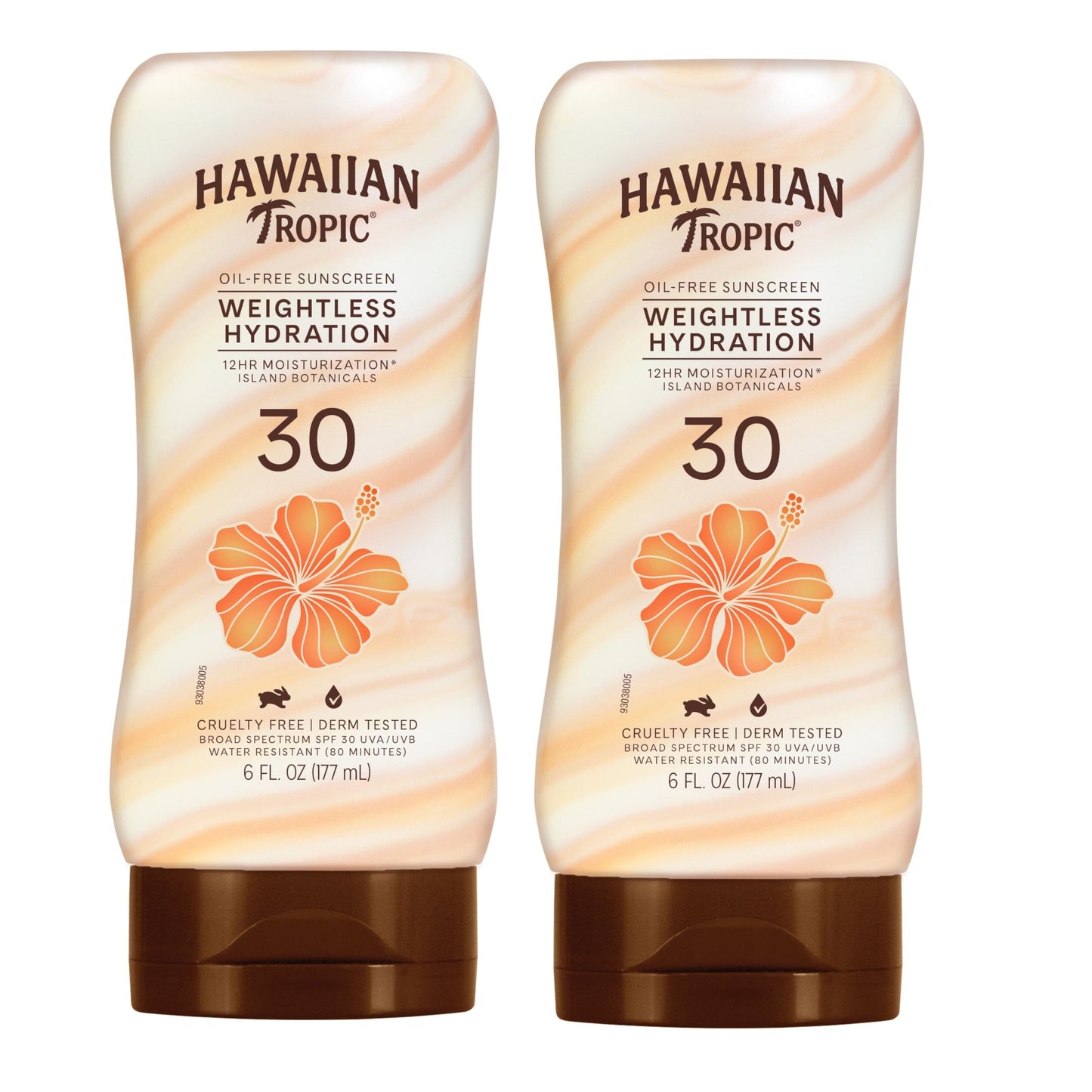 Hawaiian Tropic Weightless Hydration Lotion Sunscreen SPF 30, 6Fl Oz Twin Pack, Oil Free Sunscreen, Hawaiian Tropic Sunscreen SPF 30, Oxybenzone Free