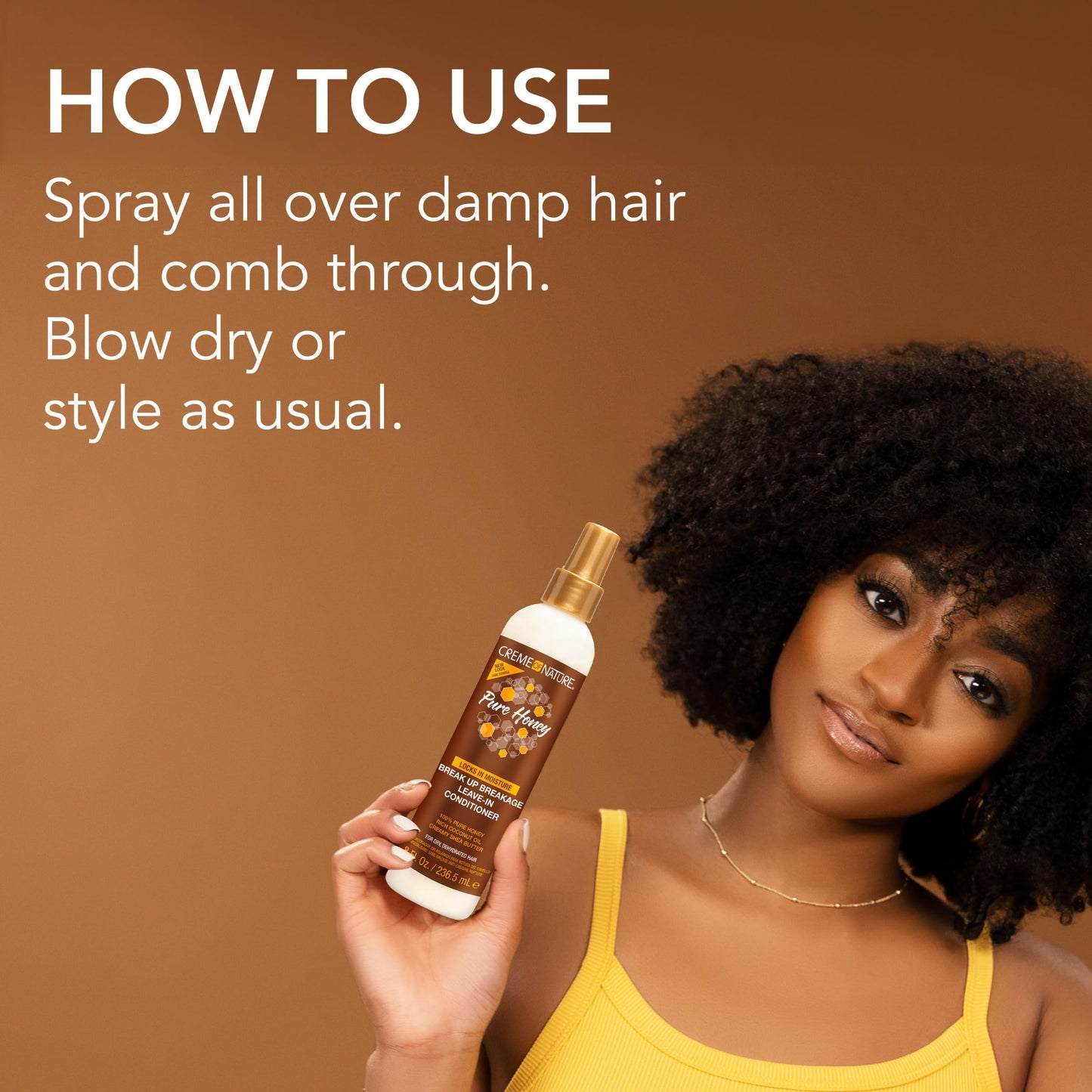 Creme of Nature Pure Honey Leave-In Conditioner, Moisture-Rich Detangler for Dry, Damaged Hair, With Coconut Oil & Shea Butter, Sulfate-Free Formula