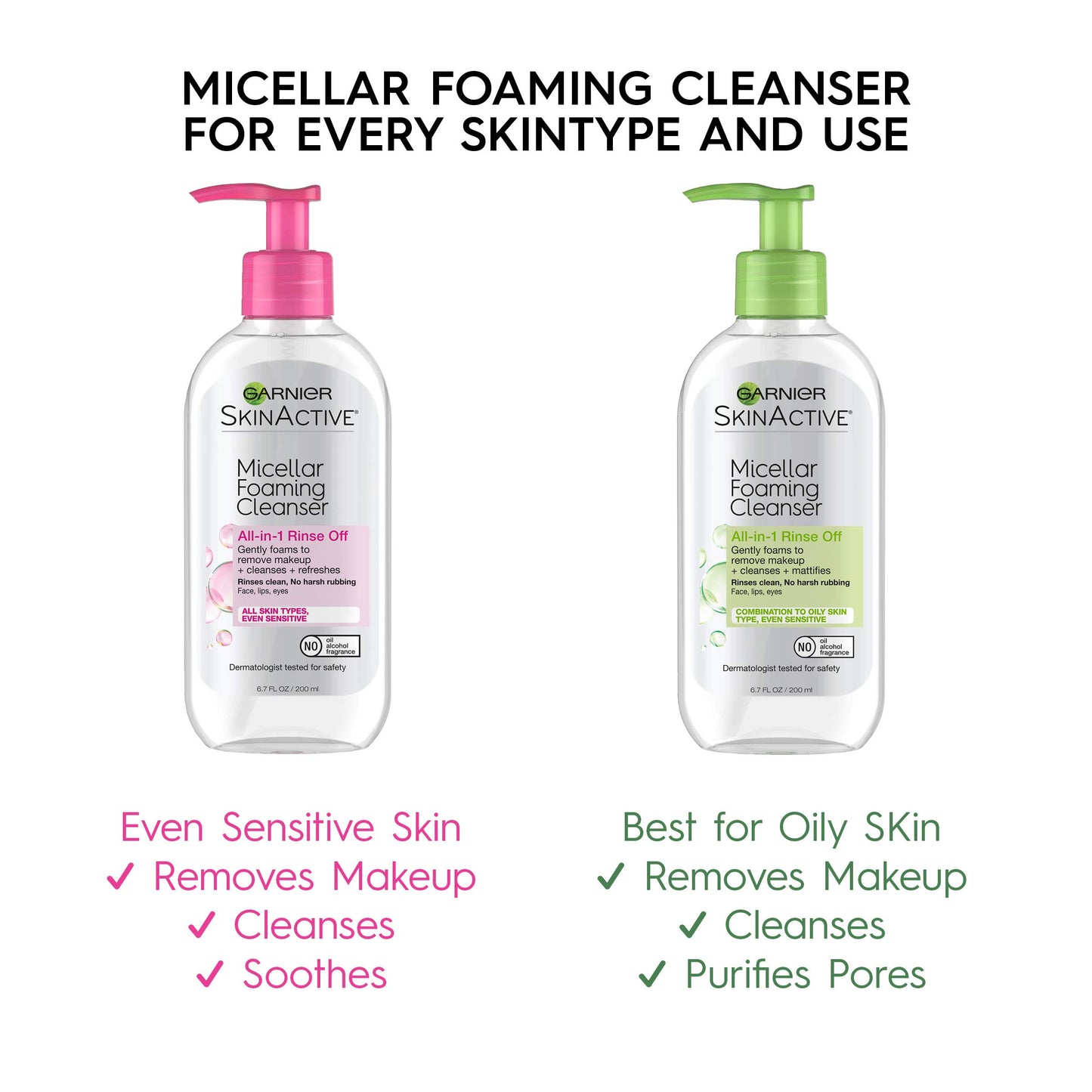 Garnier SkinActive Micellar Foaming Face Wash, 6.7 Fluid Ounce (Pack of 2)