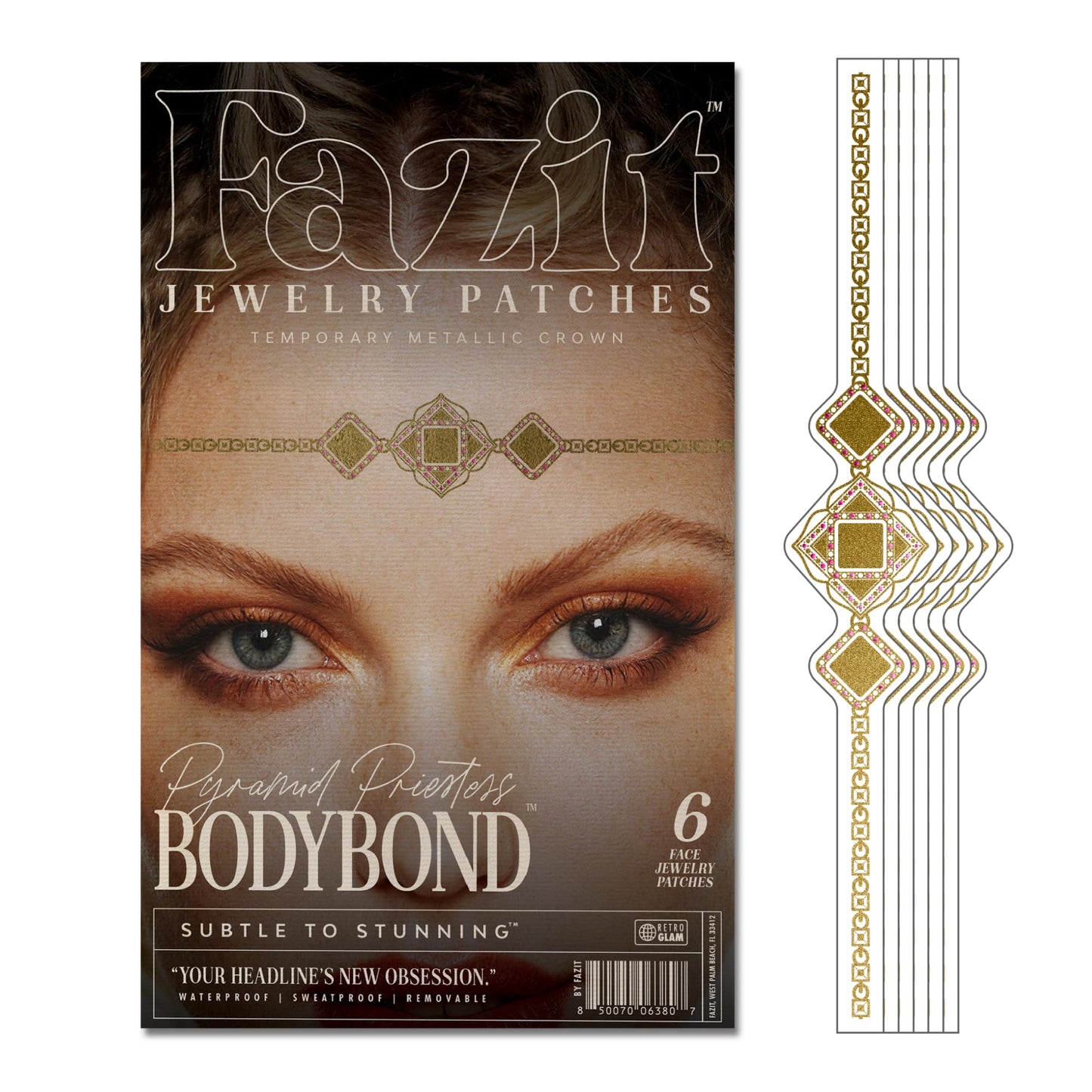 Fazit Makeup Patches - Pyramid Priestess Bodybond - Glow Up Make-Up Patches - Cute Glitter Makeup Accessories for Women - Cosmetic Glitter for Face