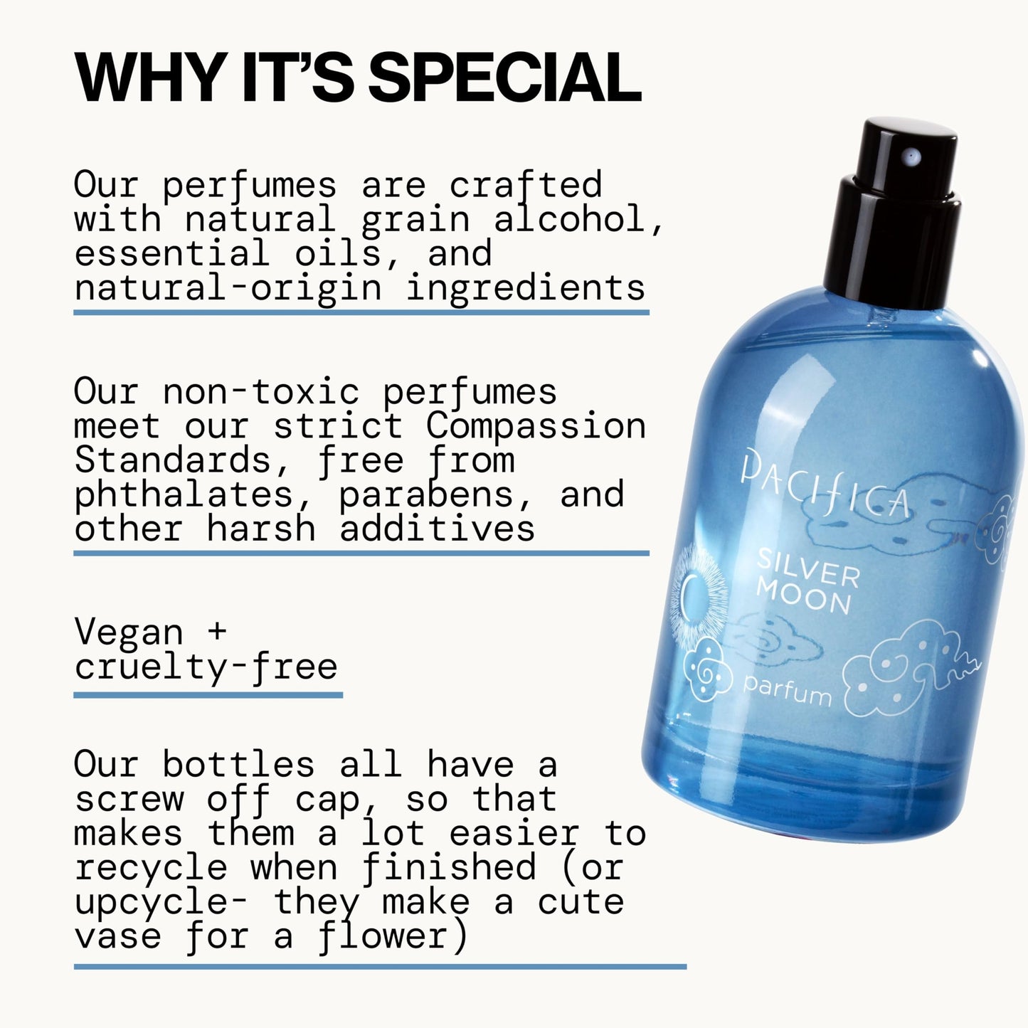Pacifica Silver Moon Vanilla Almond Spice Perfume - Warm Gourmand Clean Fragrance for Women, 2 fl oz (Vegan & Cruelty-Free)