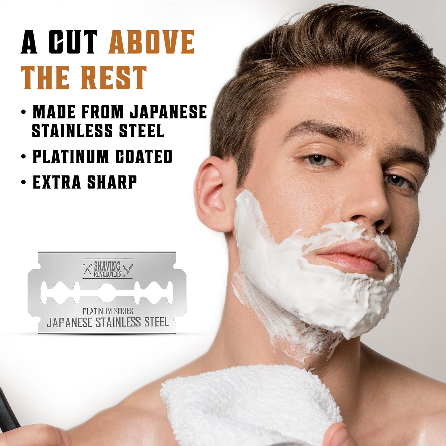 SHAVING REVOLUTION Double Edge Razor Blades - Men's Safety for Shaving Platinum Japanese Stainless Steel a Smooth, Precise and Clean Shave - 50 Count Beauty and Personal Care SHAVING REVOLUTION
