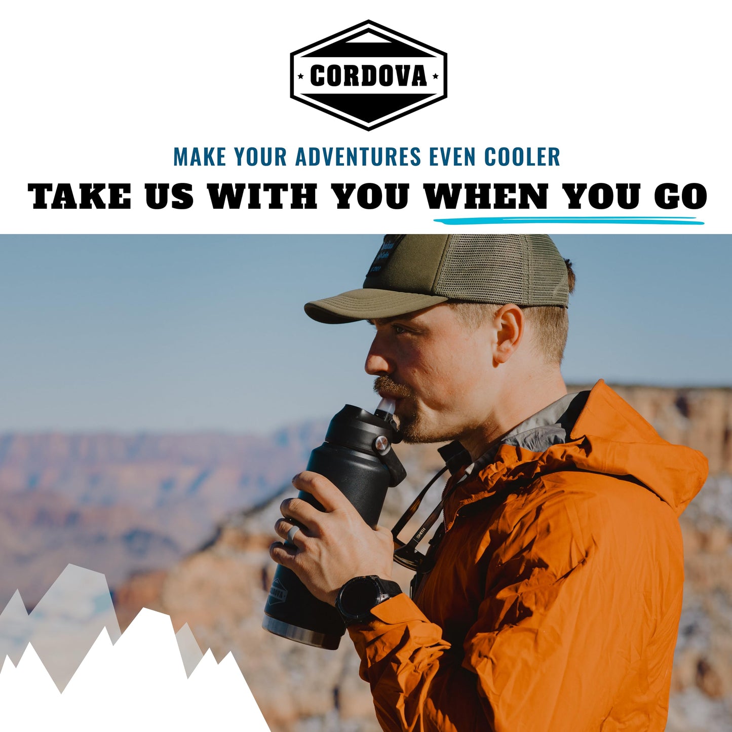 Cordova Outdoors Trailhead Class Water Bottle, Snowcap, 32 oz