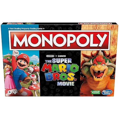 Monopoly The Super Mario Bros. Movie Edition Kids Board Game, Family Games for Super Mario Fans, Ages 8+ (Amazon Exclusive)
