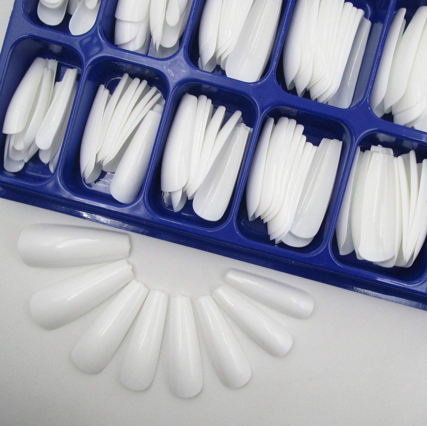 100pc White Press on Nails Medium Coffin Fake Nails, Medium Press-on Nail Coffin Acrylic Nails Press ons Nail White False Nail Glossy Ballerina