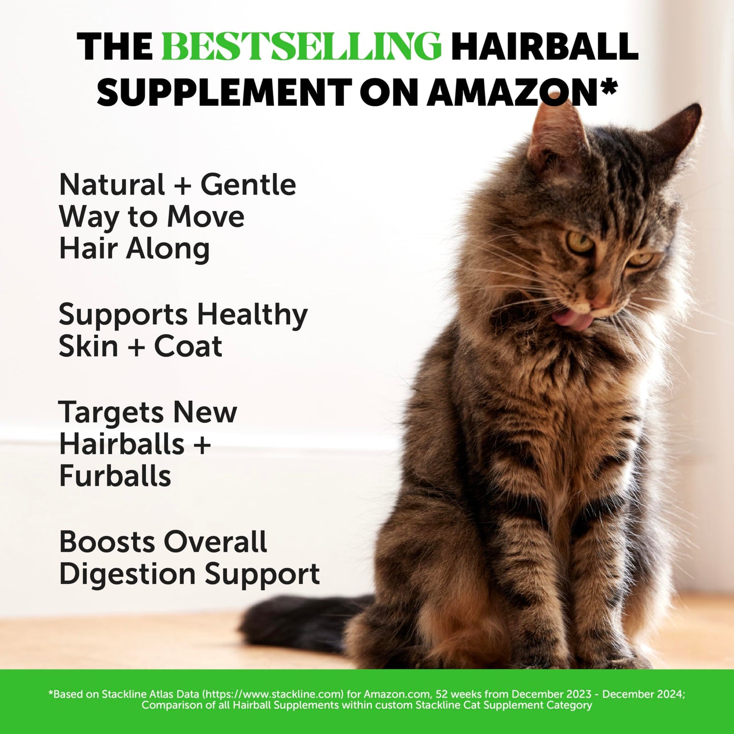 Cat Hairball Support Chews – Crunchy & Creamy Treats with Chicken, Supports Skin, Coat & Digestion, 30-Day Supply