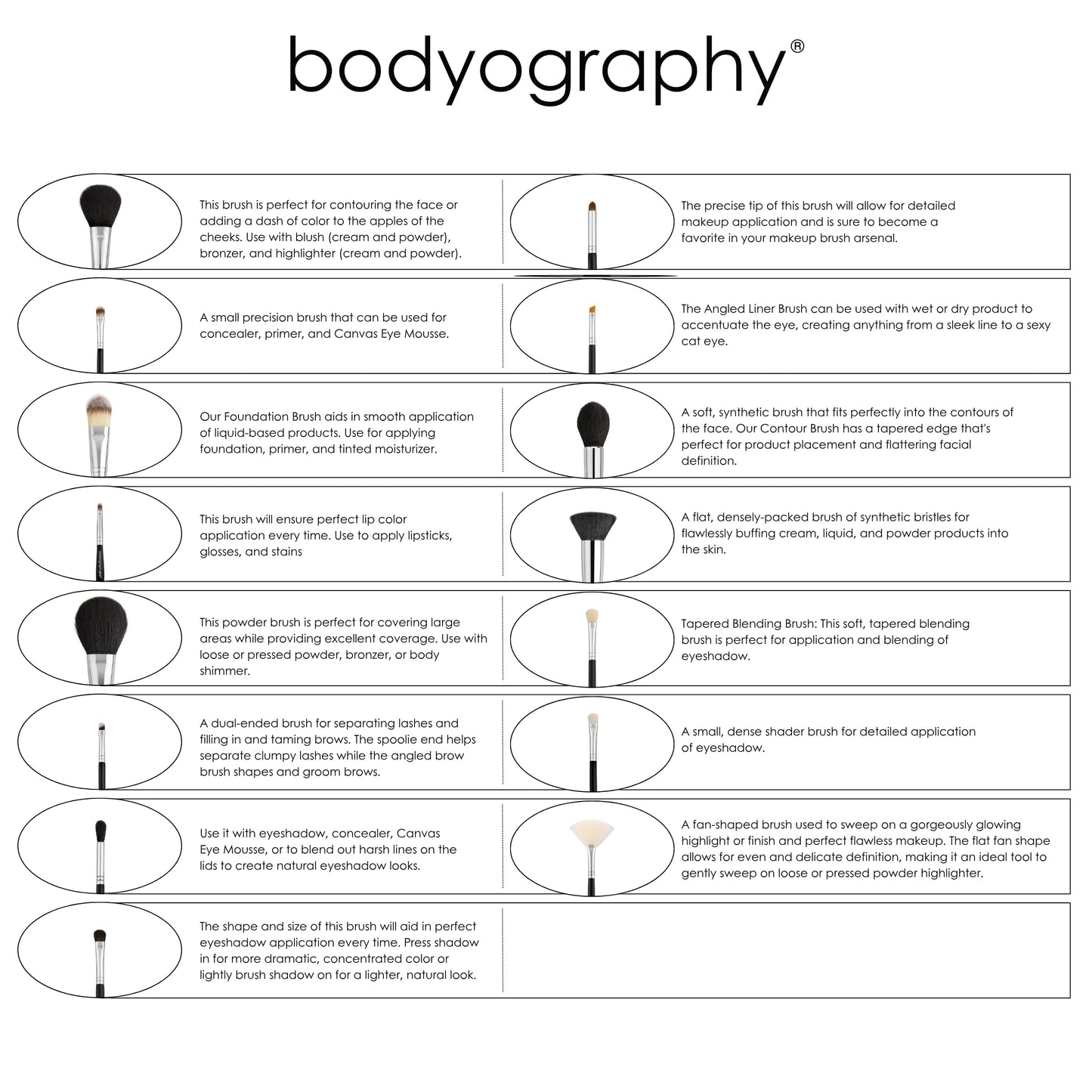 Bodyography Tapered Blending Brush for Eyeshadow | Soft Synthetic Bristles for Seamless Gradient Blending | Ideal for Cream, Powder & Liquid Formulas