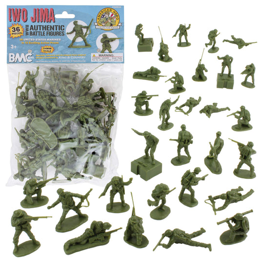 BMC WW2 Iwo Jima US Marines Plastic Army Men - 36 American Soldier Figures
