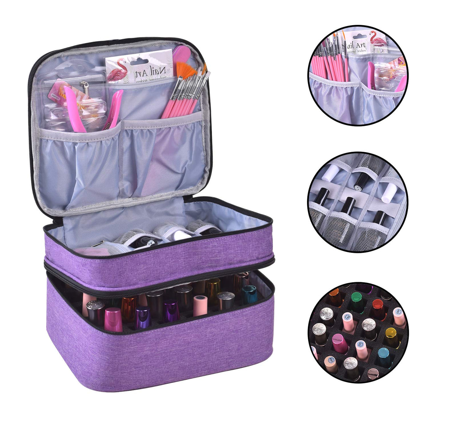 ZFZGFRCS Nail Polish Organizer- Holds 30 Bottles Nail Supply Organizers and Storage Double-layer Nail Bag Organizer Case Nail varnish Organizer Nail