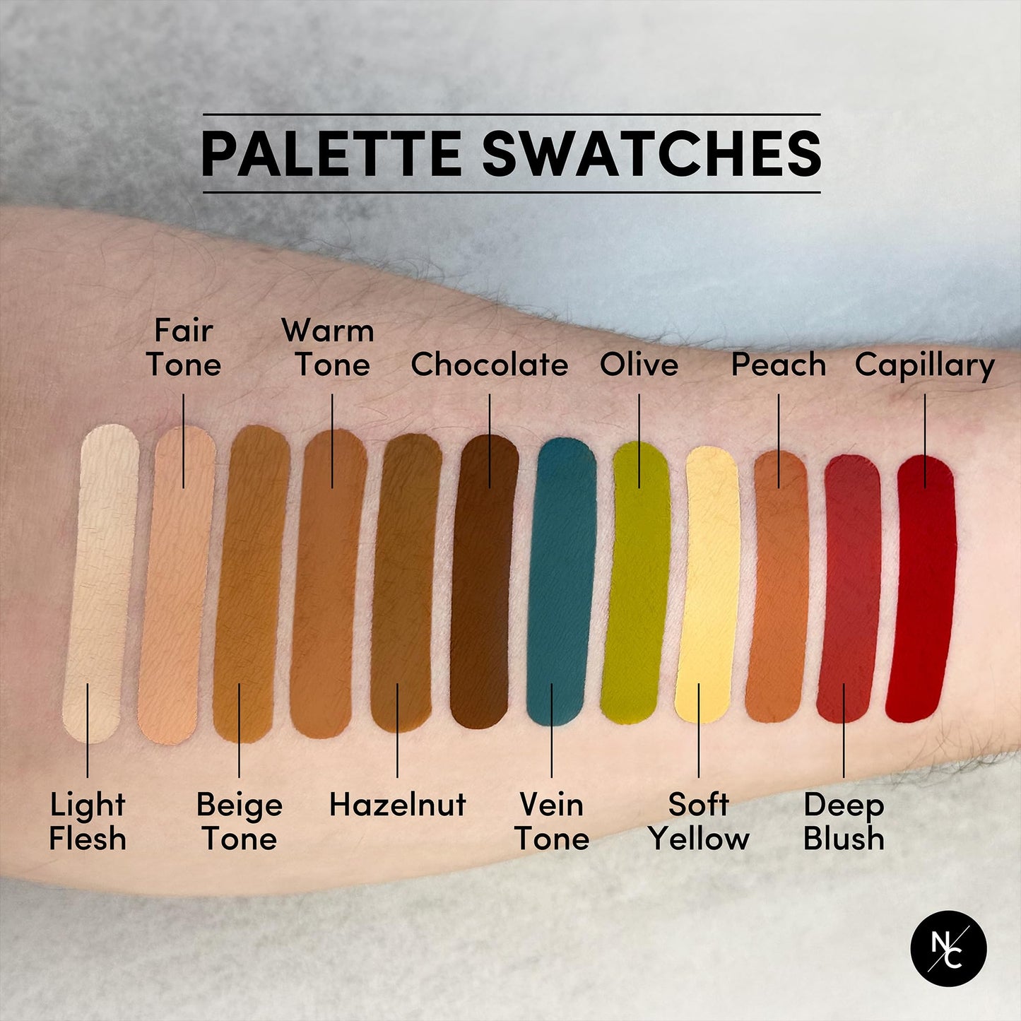 Narrative Cosmetics Flesh Tone Alcohol Airbrush Paints - 2 fl oz, Skin Safe, Quick Dry, Waterproof, Sweatproof, Transferproof Liquid Makeup for Tattoo