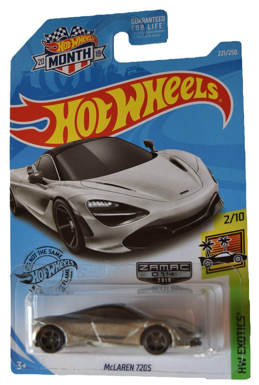 Hot Wheels Exotics 2/10, Zamac McLaren 720S 221/250 [2019 Month Card]