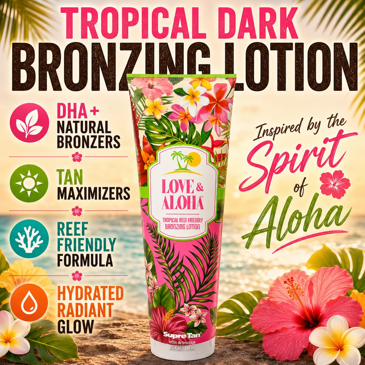 Love & Aloha Tropical Reef Friendly Bronzing Lotion 9.5oz