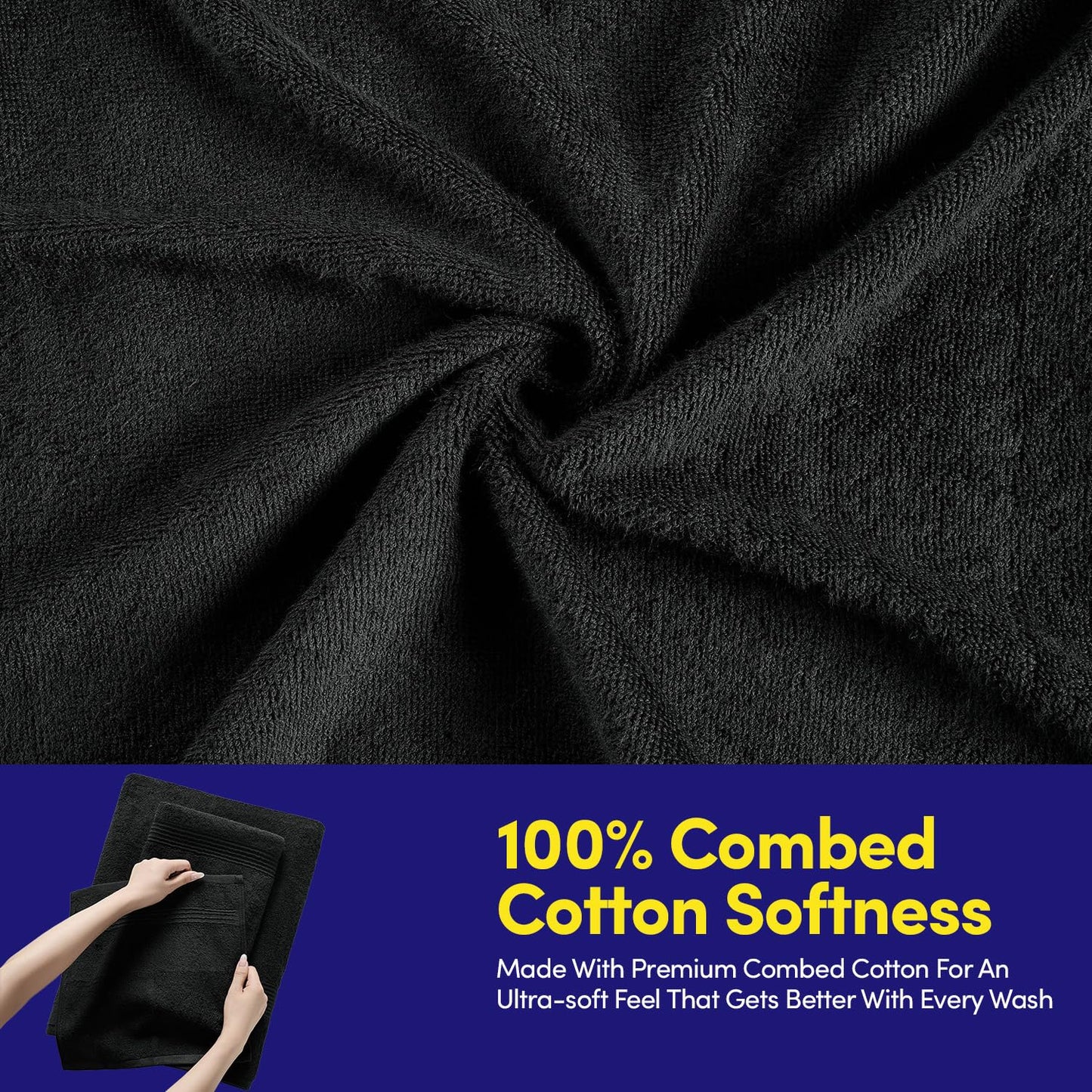 Bath Towels 8 Piece Towel Set - 100% Combed Cotton - Bath + Hand + Washcloths - Oeko-TEX Certified Soft & Absorbent Towels with Durable…