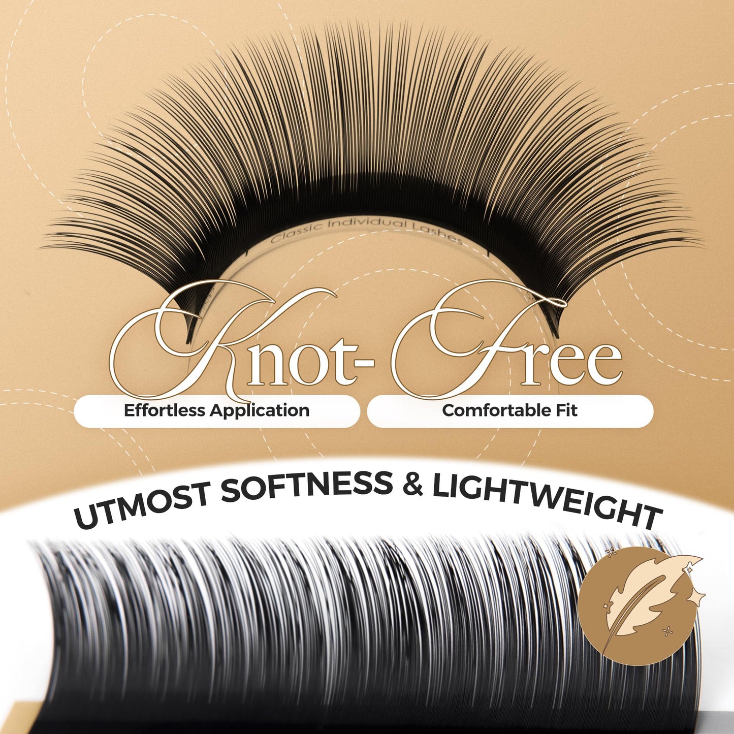 LASHVIEW D Curl 13mm Silk Fake Eyelash Extensions 0.20 Thickness Thick Lashes Semi-Permanent Eyelashes Natural Individual Application for Professional