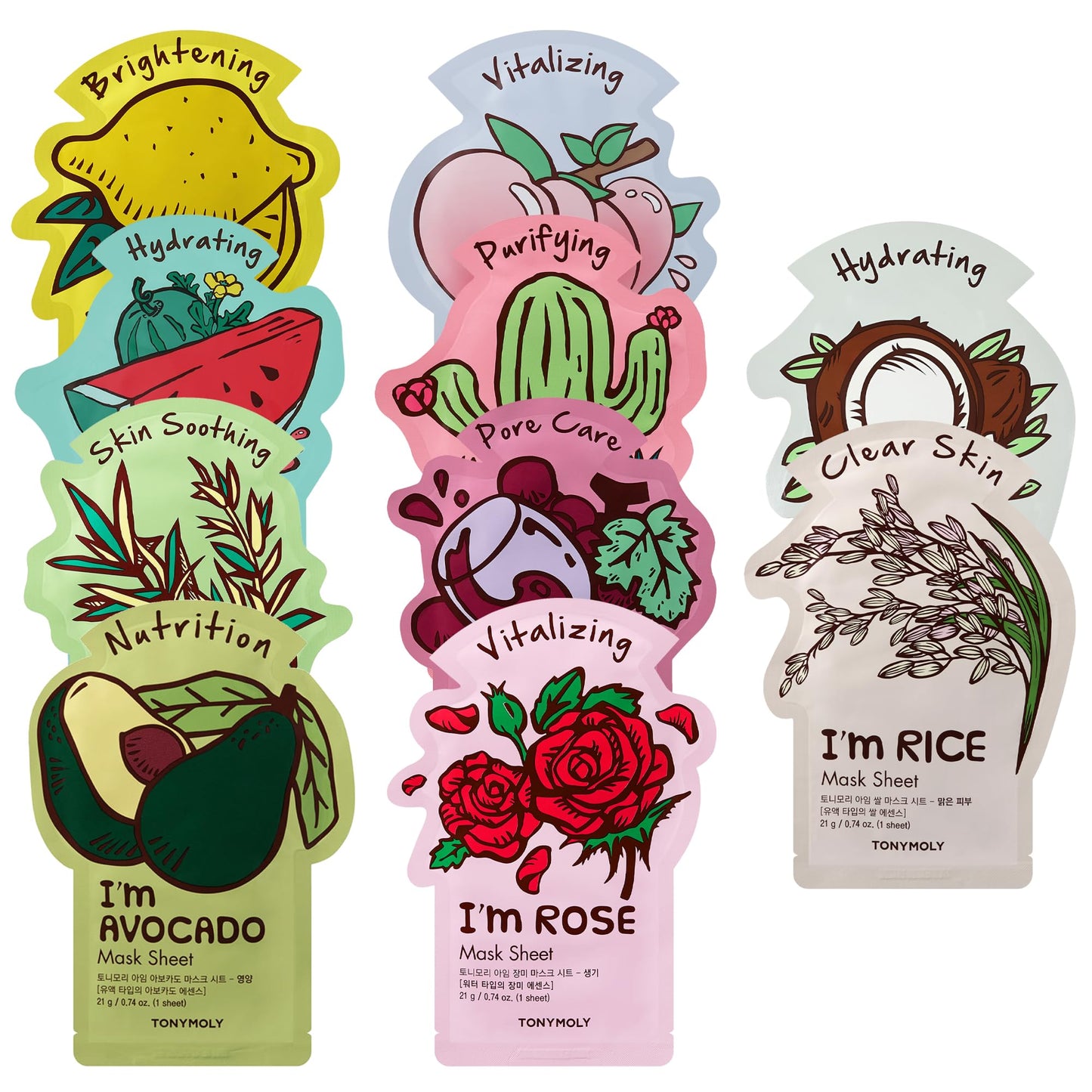 TONYMOLY I’m Sheet Mask Gift Set - Korean Face Mask Variety Pack with Hydrating & Vitamin Essences, 10 Pack Beauty and Personal Care TONYMOLY Default Title