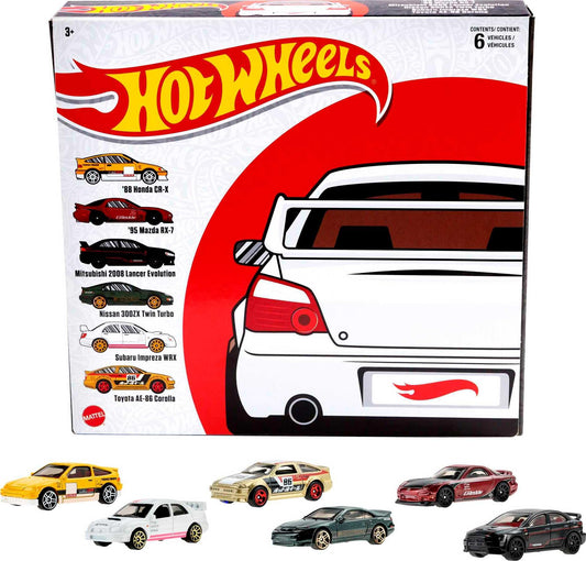 Hot Wheels Japanese Multipacks of 6 Toy Cars, 1:64 Scale, Authentic Decos, Popular Castings, Rolling Wheels, Gift for Kids 3 Years Old & Up…