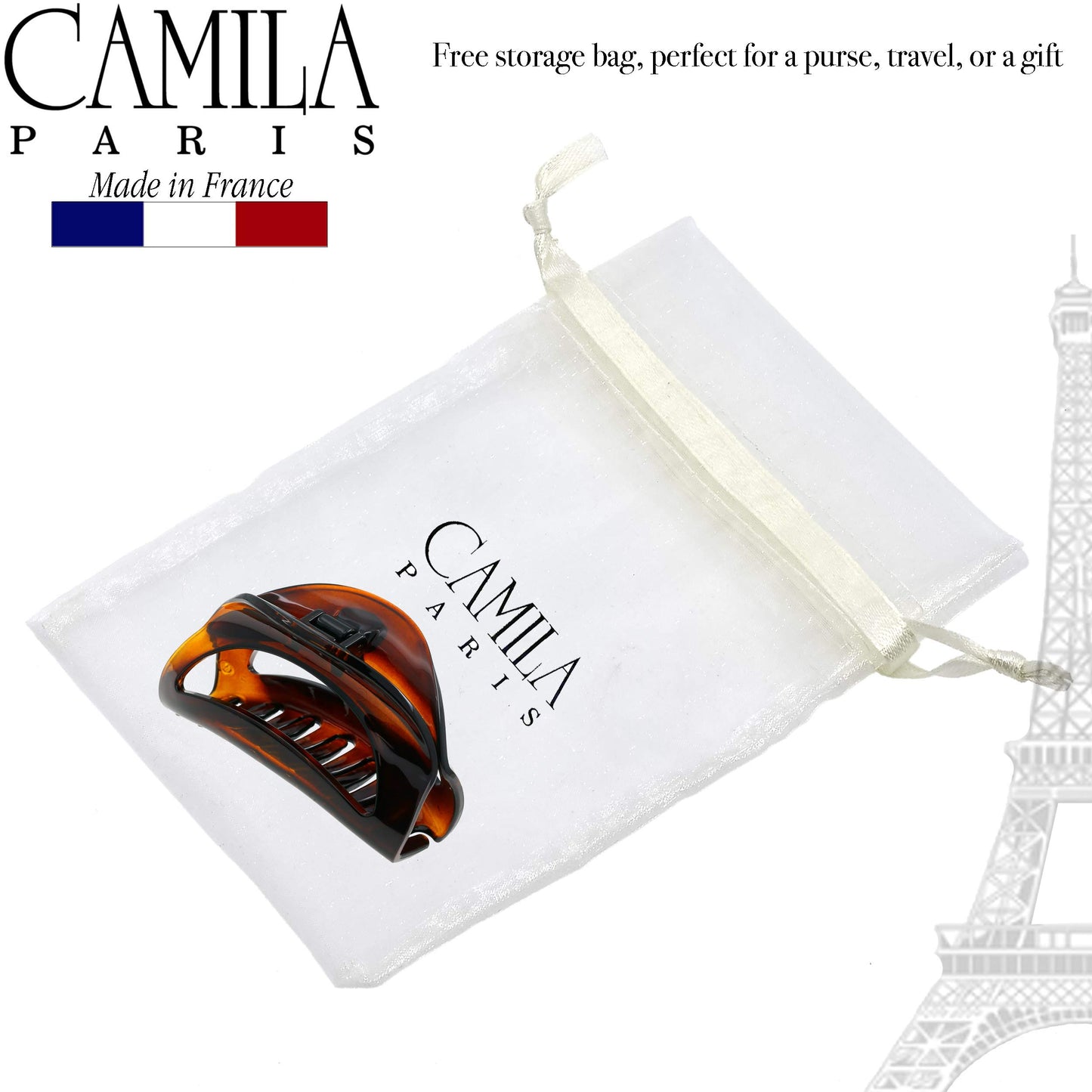 Camila Paris CP1561 French Hair Clip for Women Thick Hair for Long Curly Wavy Hair, Girls Hair Claw Clips Jaw, Durable Styling Big Claw Clip for Thick