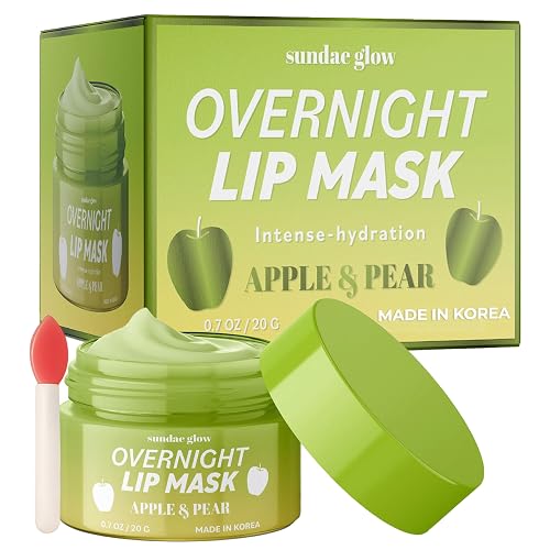 Sundae Glow Apple & Pear Lip Mask Overnight Treatment - Dermatologist Tested, Korean Skin Care - Deep Moisture & Lip Hydration Repair with Shea Butter