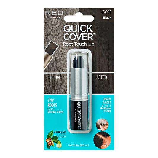 RED by Kiss Quick Cover Root Touch Up Stick, Water-Resistant Temporary Gray Hair Concealer with Brush for Roots and Beard, Long-Lasting Coverage, Easy