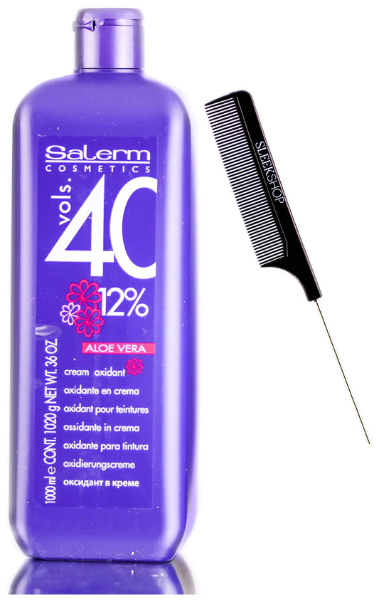 Salerm Cosmetics ALOE VERA Developer Cream Oxidant (w/Sleekshop Stinaface Comb) Hydrogen Peroxide Activator for Vision Hair Color Salermvision