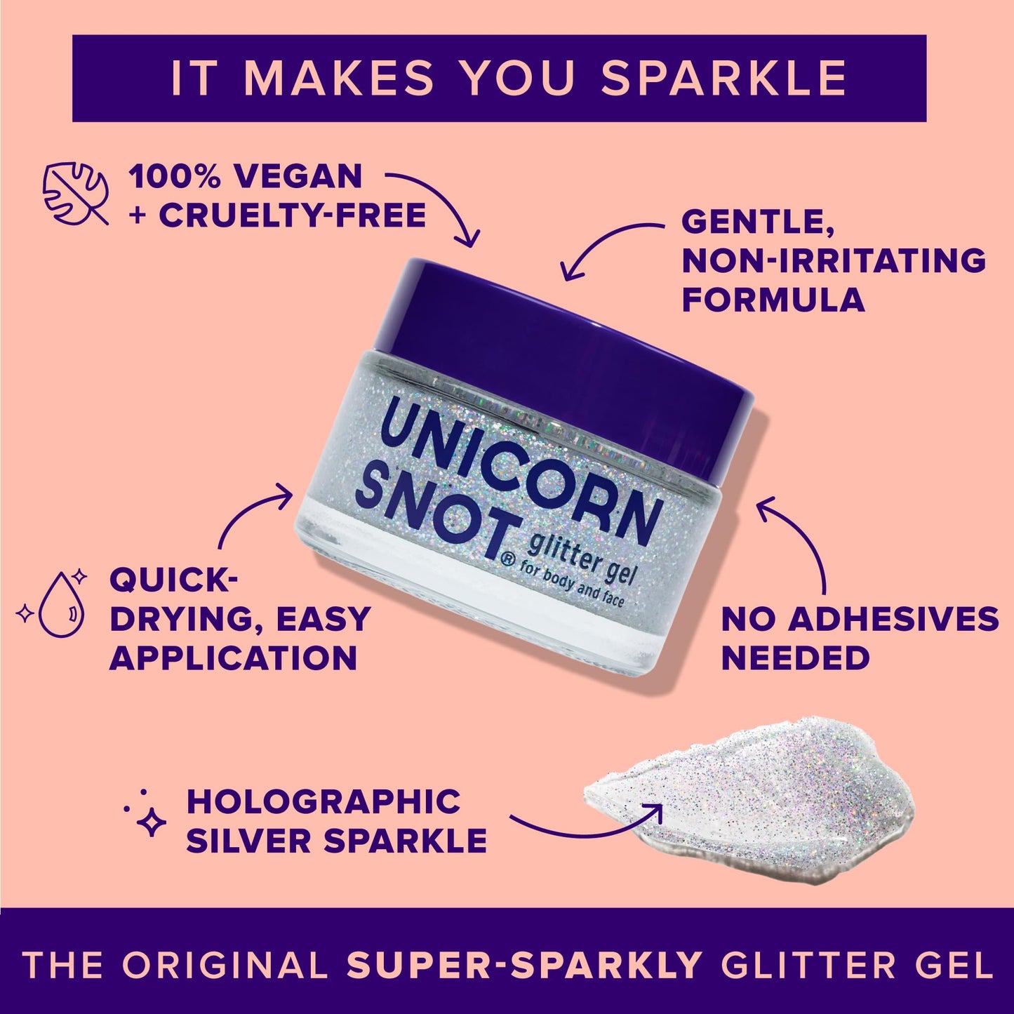 UNICORN SNOT Holographic Face Glitter & Body Glitter Gel | Holiday Glitter Makeup: Stocking Stuffers & Christmas Gift | Hair Glitter, Vegan & Cruelty