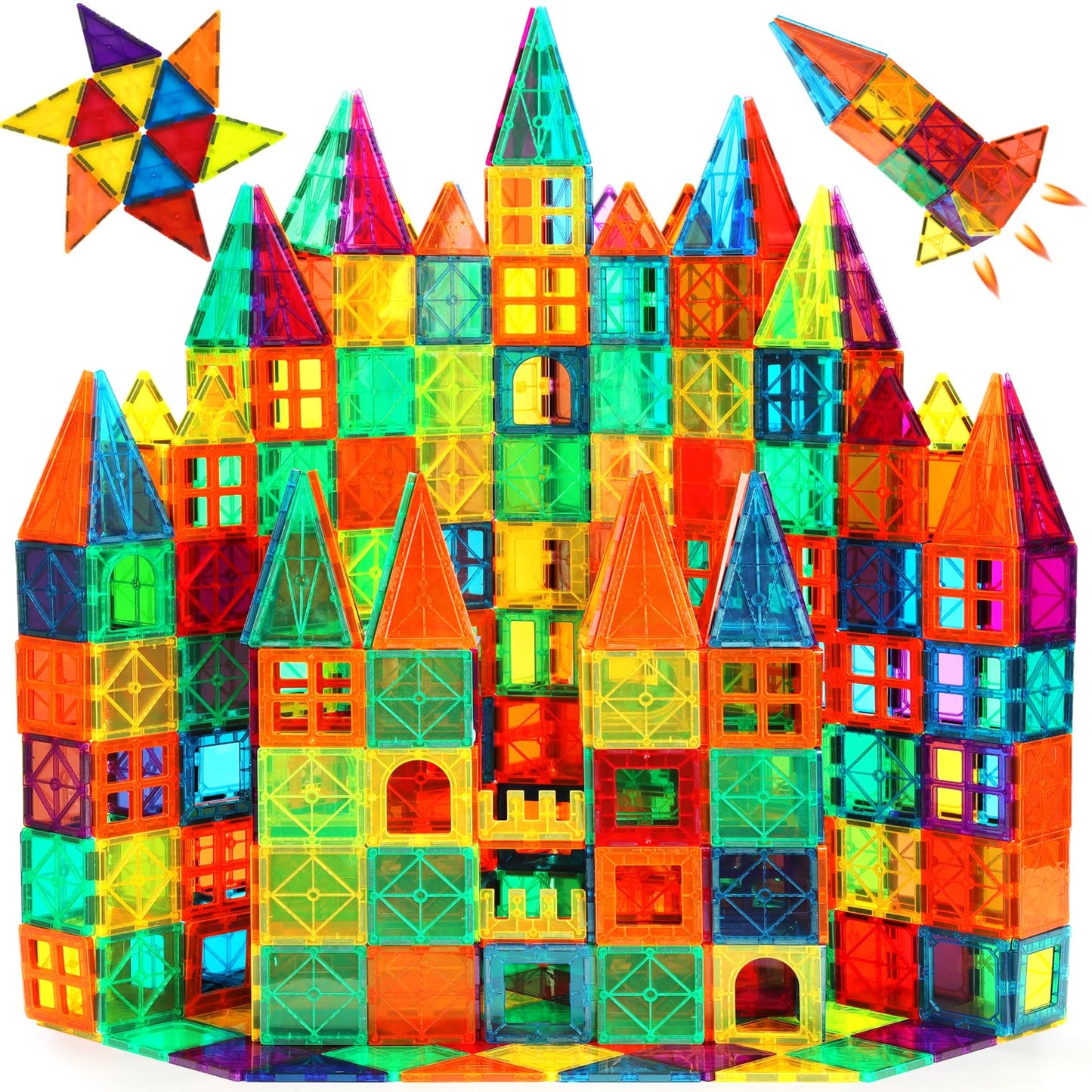 FNJO Magnetic Tiles 110pcs – Magnet Building Blocks Set, STEM Construction Toys for Kids, Montessori Preschool Learning & Classroom Play