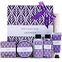 Spa Luxetique Lavender Spa Set, Bath Set for Women Gift, Relaxing Home Spa Kits Includes Body Lotion, Shower Gel, Bubble Bath, Hand Cream, Birthday