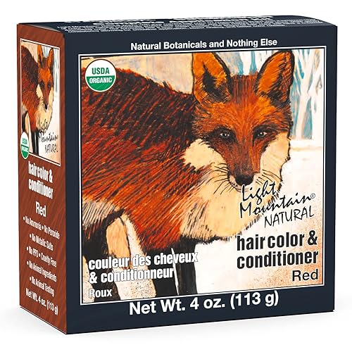 Light Mountain Henna Hair Color & Conditioner - Red Hair Dye, Organic Henna Leaf Powder and Botanicals, Chemical-Free, Semi-Permanent Hair Color + 4