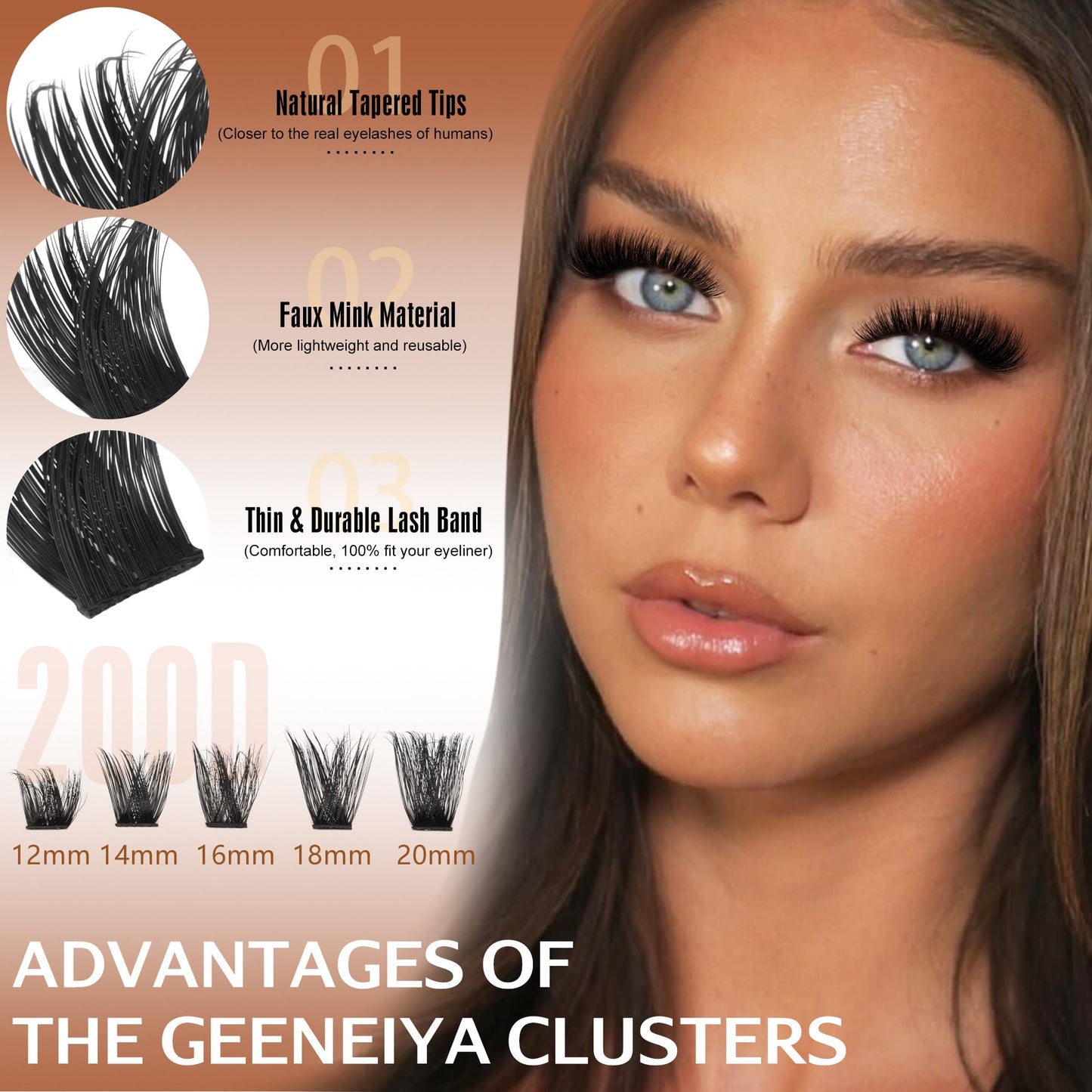 Geeneiya Lash Clusters 200D Full Eyelash Clusters 10-20mm Thick D Curvature Lash Extension Wispy Cluster Eyelash Extensions DIY Individual Eyelashes Beauty and Personal Care Geeneiya