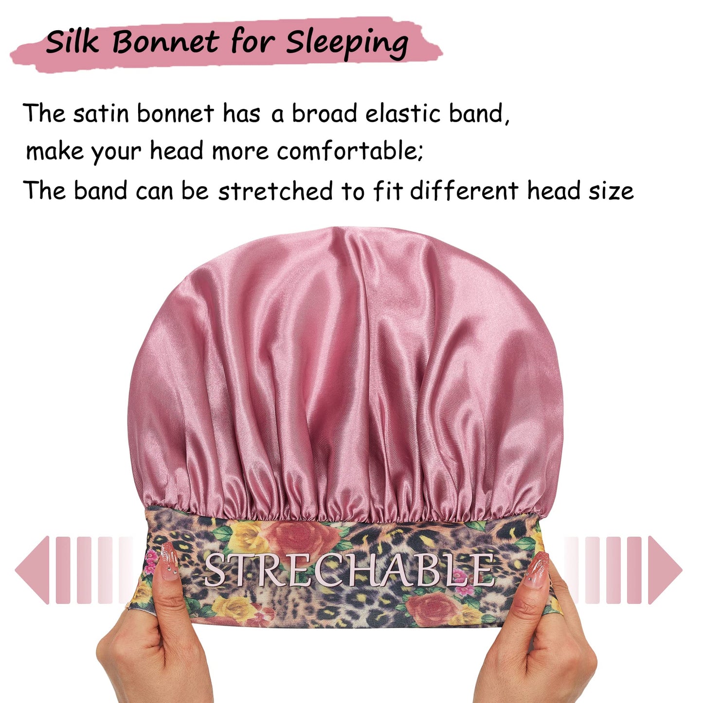 3 Pack Satin Bonnet Silk Hair Bonnet for Sleeping, Sleep Bonnets for Women Large Wide Soft Band Sleep Cap for Curly Hair Braids Beauty and Personal Care PHILIGHTS
