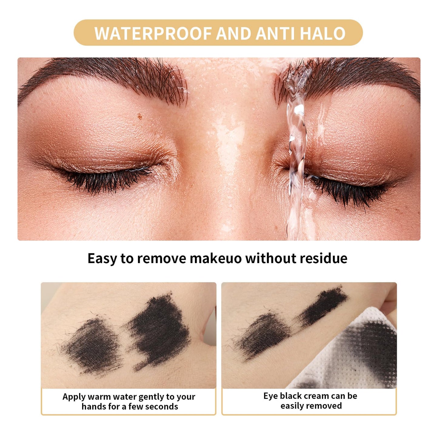 AKARY Mascara Waterproof & Smudge-Proof - 2-1 Long-Lasting Mascara Black Volumizing and Lengthening for Eye Makeup, Liquid Lash Extensions Mascara