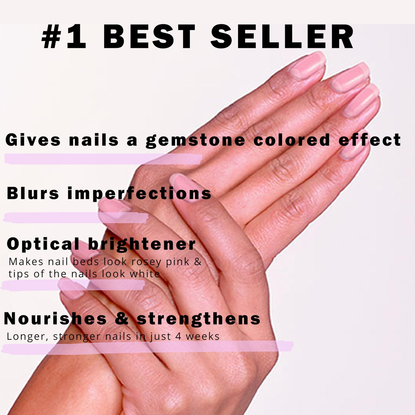Perfect Formula Ruby Pink Gel Coat - Nail Strengthener, Keratin Nail Treatment, Gemstone Pink Gel Nail Polish - Nail Strengthener for Damaged Nails