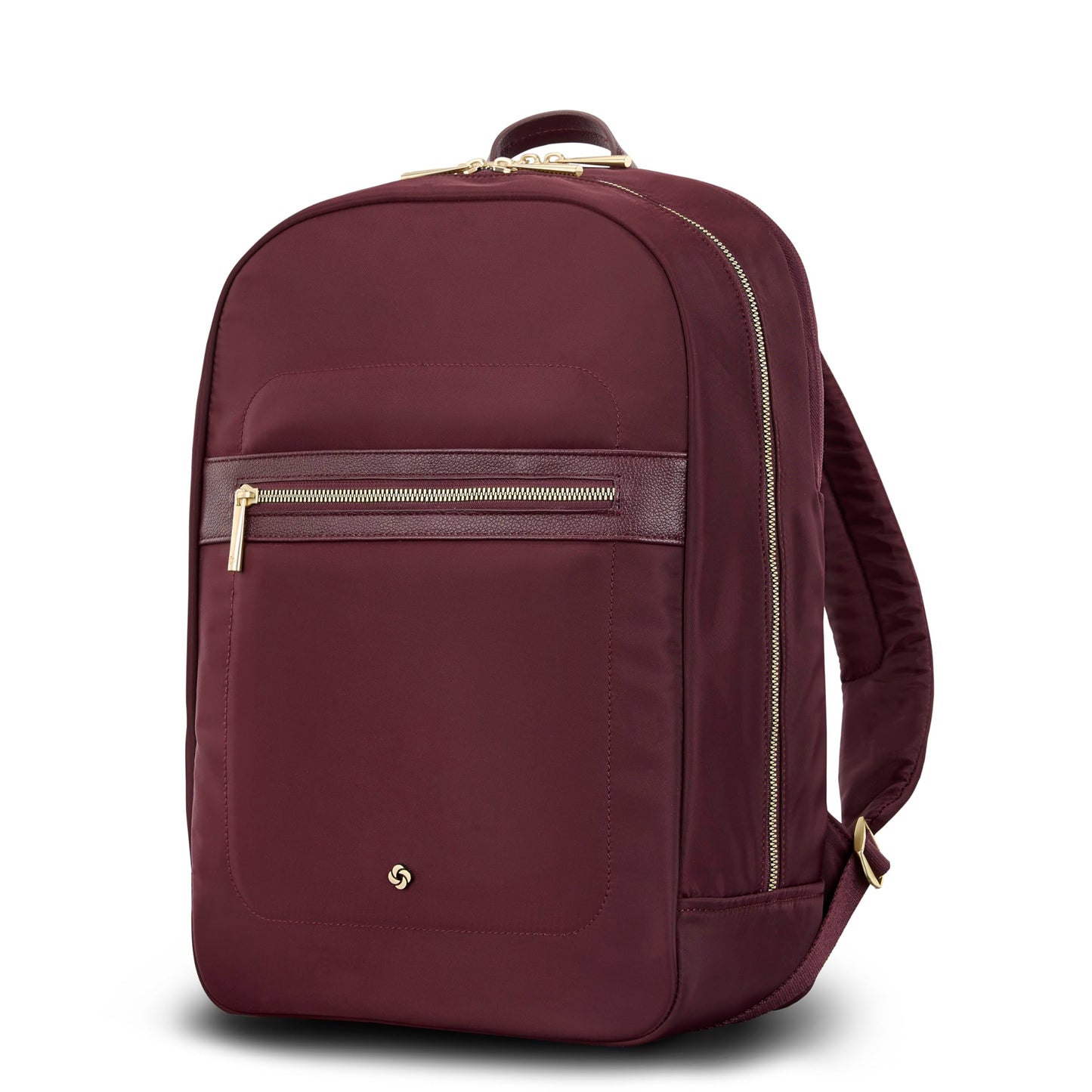 Samsonite Mobile Solutions 2 Essential Backpack - Work & Commuter Backpack with Padded Laptop Compartment, Front Zip Pocket with Key Leash, Water Bottle Sleeve, StackIt™ Strap - Merlot
