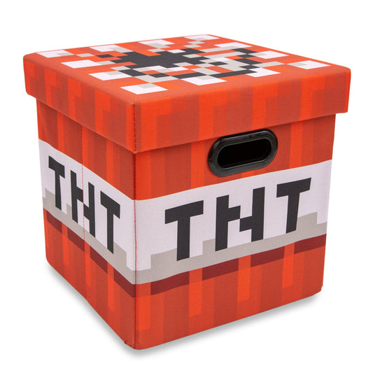 MINECRAFT TNT Block 13-Inch Storage Bin Chest With Lid | Foldable Fabric Basket Container, Cube Organizer With Handles, Cubby For Shelves, Closet…