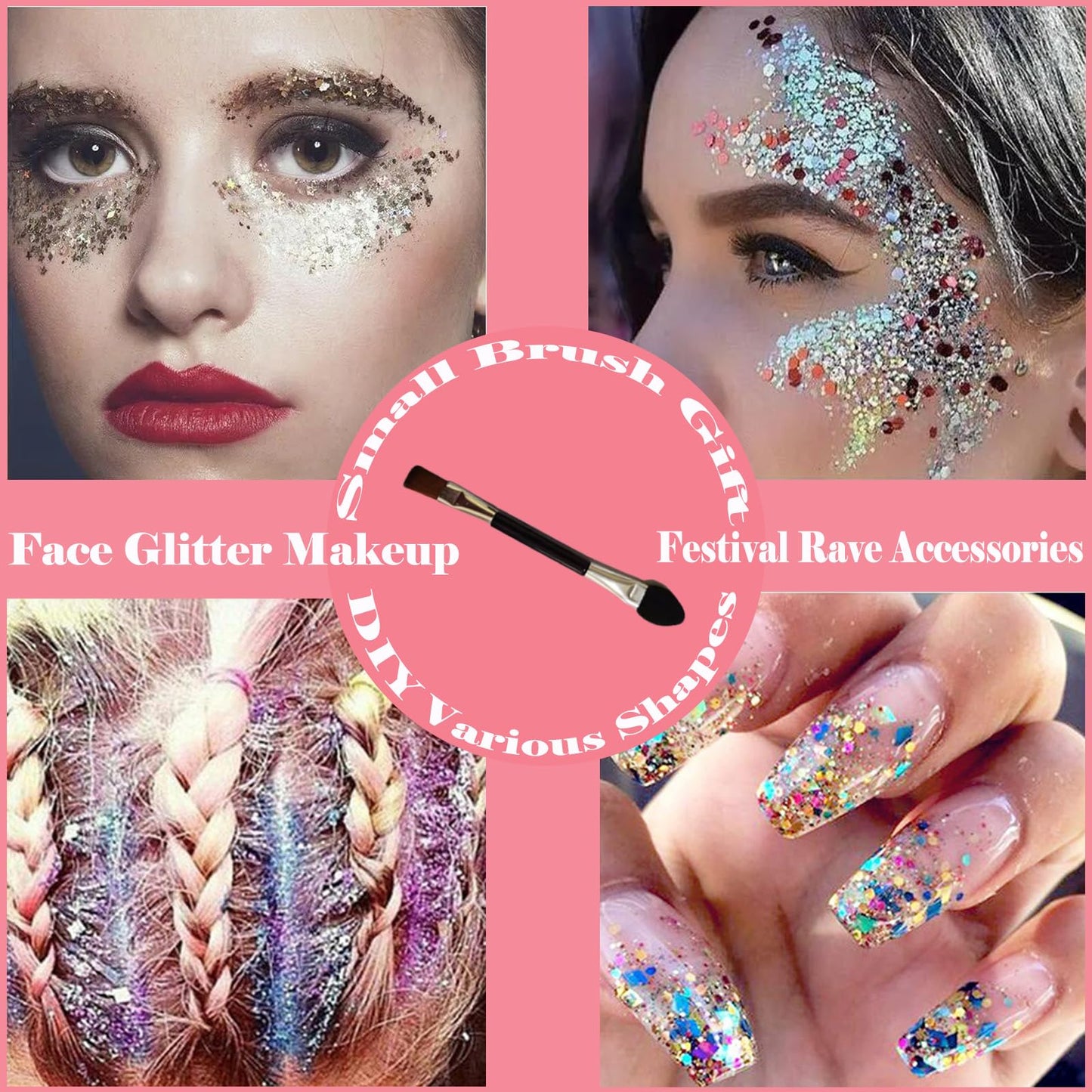 Body Glitter Face Glitter Gel: Singer Concerts Disco Festival Rave Accessories Face Glitter Makeup 150ml Chunky Sequins Mermaid Face Body Hair Glitter